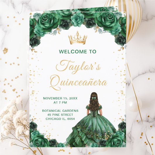 Donkergroene Princess Floral Quinceañera-programma Programma