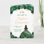 Donkergroene Princess Floral Quinceañera-programma Programma (Voorkant)