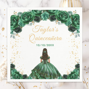 Donkergroene Prinses Bloemige Quinceañera Servet