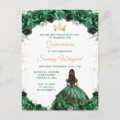 Donkergroene prinses Floral Quinceañera Briefkaart (Voorkant)