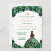 Donkergroene prinses Floral Quinceañera Kaart (Voorkant)