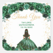Donkergroene prinses Quinceañera dank u Vierkante Sticker (Voorkant)