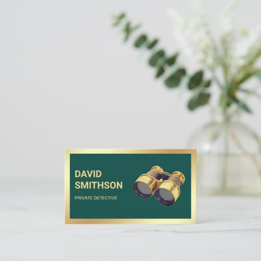 Donkergroene privé detective visitekaartje (Staand voorkant)