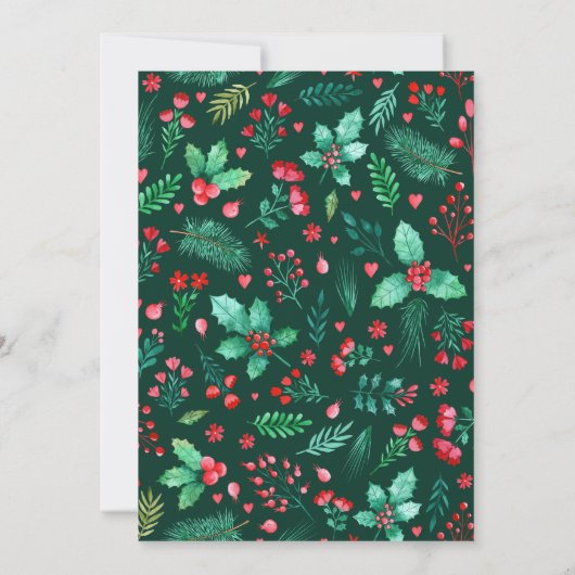 Donkergroene Puppy's Eerste Kerstdag Foto Feestdagenkaart (Achterkant)