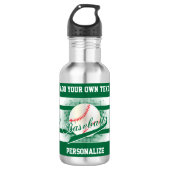 Donkergroene retro-honkbalstijl waterfles  (Voorkant)