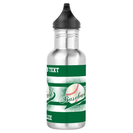 Donkergroene retro-honkbalstijl waterfles  (Rechts)
