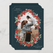 Donkergroene rode bessen + eucalyptusfoto feestdagenkaart (Voorkant / Achterkant)