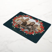 Donkergroene rode bessen + eucalyptusfoto folie feestdagenkaart (Gedraaid)