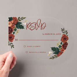 Donkergroene Romantische Tuin Bloemige Trouw RSVP Acryl Uitnodigingen