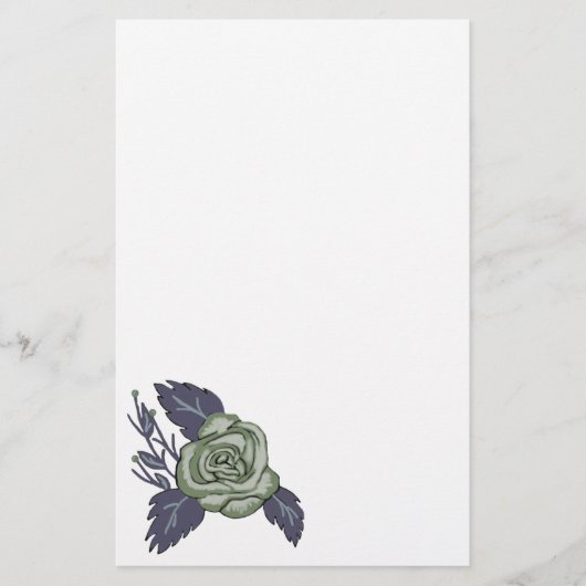 Donkergroene Roos Stationery Briefpapier (Voorkant)