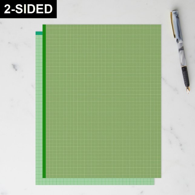 Donkergroene ruitjespapiervellen (inch vierkanten) briefhoofd (engineering sheets, architectural drawing grid template, custom inch square layout, printable dark)