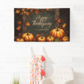 Donkergroene Rustieke Pompoen Thanksgiving Spandoek (Insitu)
