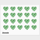 Donkergroene ruw textiel hart sticker (Vel)