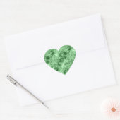 Donkergroene ruw textiel hart sticker (Envelop)