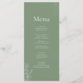 Donkergroene salie botanische trouwmenu menu (Voorkant)