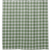 Donkergroene salie en witte geruite gingham douchegordijn (Voorkant)