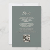 Donkergroene salie roosgoud glitters QR-code bruil Kaart (Achterkant)