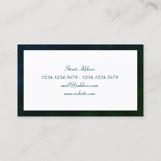 Donkergroene schaduw, natuurlijke steen visitekaartje (Achterkant)