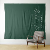 Donkergroene script bruiloftsfeest fotobackdrop wandkleed (In Situ (horizontaal))