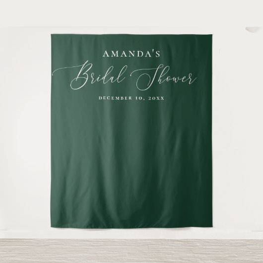 Donkergroene script bruiloftsfeest fotobackdrop wandkleed (Voorkant)
