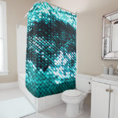 Donkergroene sequentie in glanzende textuur douchegordijn (In situ)