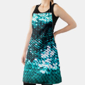 Donkergroene sequentie in glanzende textuur schort (Insitu)