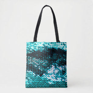 Donkergroene sequentie in glanzende textuur tote bag