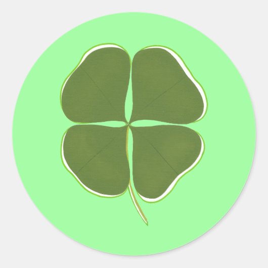 Donkergroene Shamrock, vier bladklaver stickers (Voorkant)