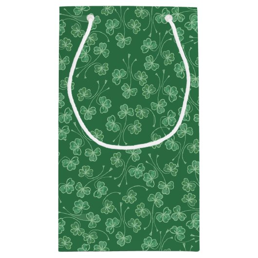 Donkergroene Shamrocks Patroon Kleine Gift Bag Klein Cadeauzakje (Achterkant)