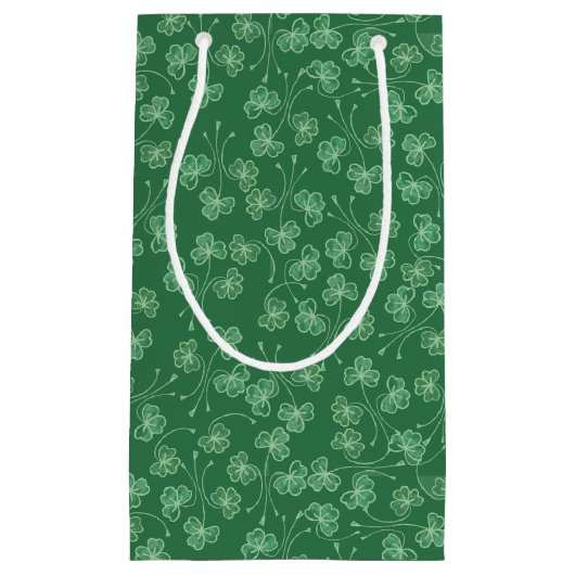 Donkergroene Shamrocks Patroon Kleine Gift Bag Klein Cadeauzakje (Voorkant)