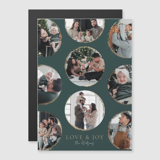 Donkergroene sierlijke elegantie magnetische fotok magnetische uitnodiging (Voorkant / Achterkant)