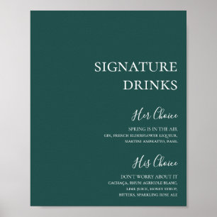 Donkergroene Signature Dranken Bord Poster