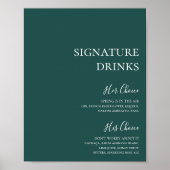 Donkergroene Signature Drinks Bord Poster (Voorkant)