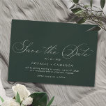 Donkergroene smaragd | Modern  formeel script Save The Date<br><div class="desc">en simplistisch sla de datumkaarten op met een  script. Bosgroene kleur.</div>