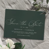 Donkergroene smaragd | Modern  formeel script Save The Date