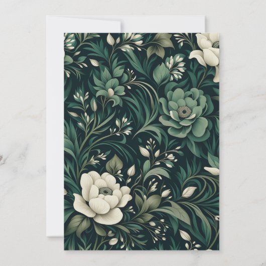 Donkergroene smaragdgroene bloem kaart (Achterkant)