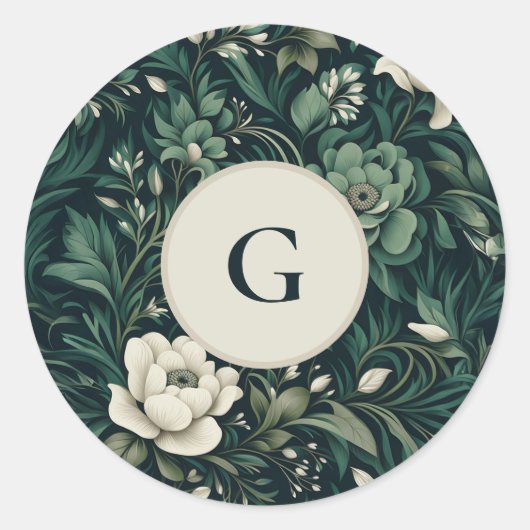 Donkergroene smaragdgroene bloem ronde sticker (Voorkant)