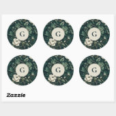 Donkergroene smaragdgroene bloem ronde sticker (Vel)