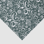 Donkergroene sneeuwvlokken en kerstwervelingen tissuepapier (Detail)