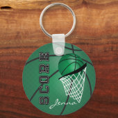 Donkergroene sport Basketball | DIY-tekst Sleutelhanger (Voorkant)