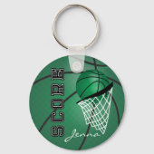 Donkergroene sport Basketball | DIY-tekst Sleutelhanger (Achterkant)