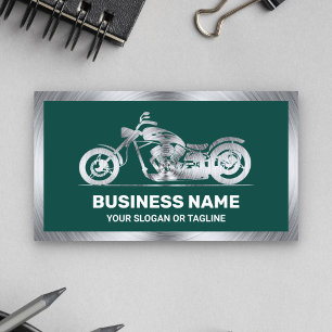 Donkergroene Stalen Motorfiets Motor Mechanicien Visitekaartje