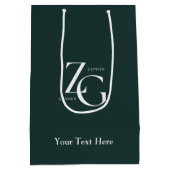 Donkergroene, stijlvolle, moderne, minimalistische medium cadeauzakje (Achterkant)