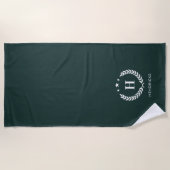 Donkergroene stijlvolle monogram moderne minimalis strandlaken (Voorkant)