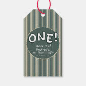 Donkergroene Strepen 1e Verjaardag Cadeaulabel (Achterkant)