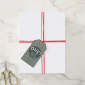 Donkergroene Strepen 1e Verjaardag Cadeaulabel (Met Touw)