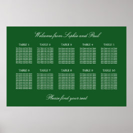 Donkergroene tafel trouw zitplaatskaart poster 10