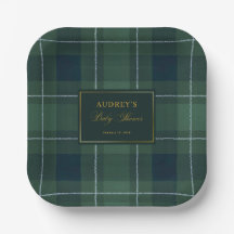Donkergroene Tartan Polo Plaid Vintage Baby Shower