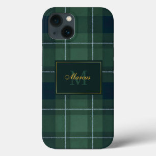 Donkergroene Tartan Polo Plaid Vintage Monogram Na Case-Mate iPhone Case