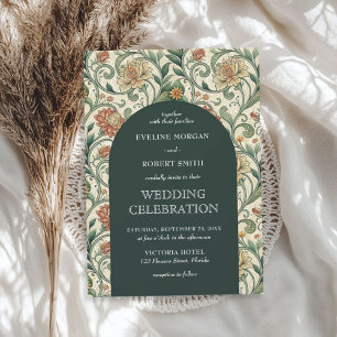  Donkergroene terracotta bloemen Art Nouveau Kaart